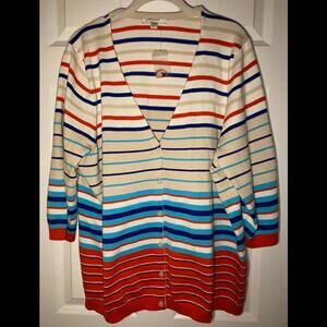 NWOT Liz Claiborne striped button down cardigan.
